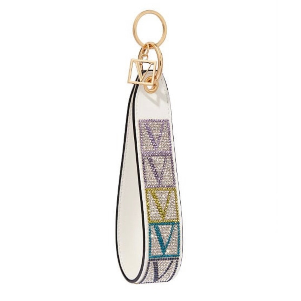 NWT: Victorias Secret Rhinestone Encrusted Wristlet Strap | White Gold Multi